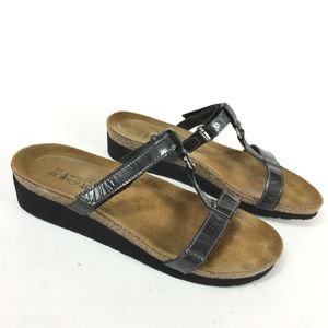 Naot Metallic Gray T Strap Sandals  Women's Size 6